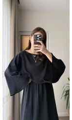 Müslin Kumaş Lssy Etekli Takım - Siyah