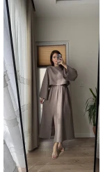 Müslin Kumaş Lssy Etekli Takım - Vizon