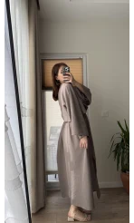 Müslin Kumaş Lssy Etekli Takım - Vizon