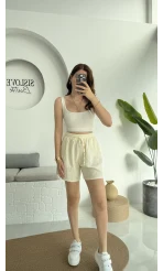 Müslin Kumaş Şort Açık Sarı 0463