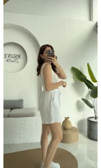 Müslin Kumaş Şort Beyaz 0463