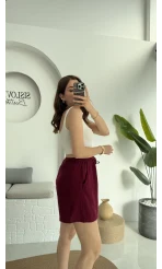 Müslin Kumaş Şort Bordo 0463