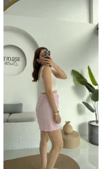 Müslin Kumaş Şort Pembe 0463