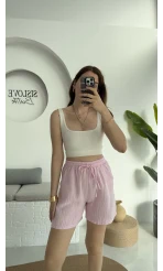 Müslin Kumaş Şort Pembe 0463