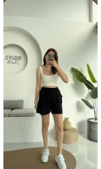 Müslin Kumaş Şort Siyah 0463