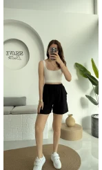 Müslin Kumaş Şort Siyah 0463