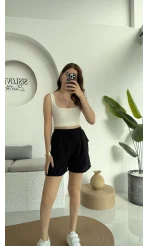 Müslin Kumaş Şort Siyah 0463