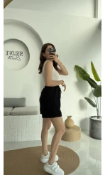 Müslin Kumaş Şort Siyah 0463