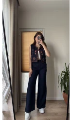 Müslin Pantolon - Lacivert - 4010