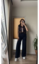 Müslin Pantolon - Lacivert - 4010