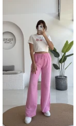 Müslin Pantolon - Pembe - 4010