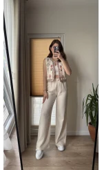 Müslin Pantolon - Taş - 4010