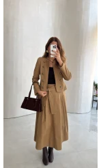 Nahel Vatkalı Kısa Ceket - Camel - Kod: 7804
