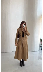 Nahel Vatkalı Kısa Ceket - Camel - Kod: 7804