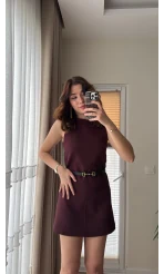 Naide Elbise Bordo