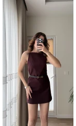 Naide Elbise Bordo