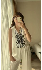 Nakışlı Beyaz Yelek