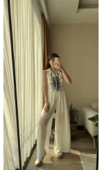 Nakışlı Beyaz Yelek