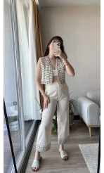 Nakışlı Yelek Pantolon Takım