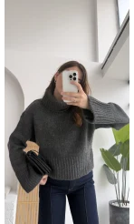 Natalie Boğazlı Kalın Kazak - Antrasit - Kod: 9071