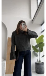 Natalie Boğazlı Kalın Kazak - Antrasit - Kod: 9071