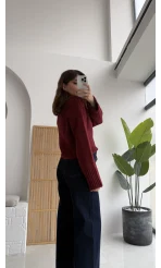 Natalie Boğazlı Kalın Kazak - Bordo - Kod: 9071