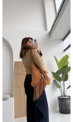 Natalie Boğazlı Kalın Kazak - Camel - Kod: 9071