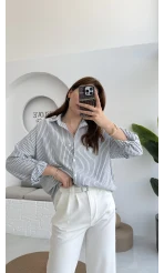 Natural Çizgili Gömlek - Siyah Çizgili - 2021