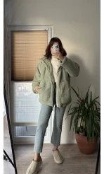 Nebraska Astarlı Peluş Mint Yeşili Hırka Ceket
