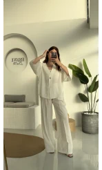 Nello Önü Düğmeli Takım - Beyaz - 51173