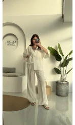 Nello Önü Düğmeli Takım - Beyaz - 51173