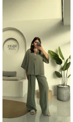 Nello Önü Düğmeli Takım - Çağla Yeşili - 51173