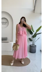 Nero Gofre Etekli Takım - Pembe - 8003