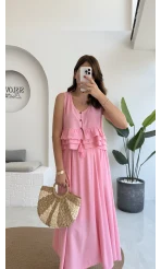 Nero Gofre Etekli Takım - Pembe - 8003