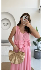 Nero Gofre Etekli Takım - Pembe - 8003