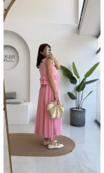 Nero Gofre Etekli Takım - Pembe - 8003