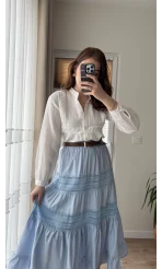 Ness Güpürlü Etek Bebe Mavisi