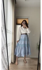 Ness Güpürlü Etek Bebe Mavisi