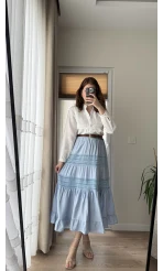 Ness Güpürlü Etek Bebe Mavisi