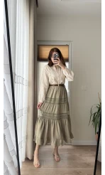 Ness Güpürlü Etek Haki