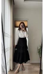 Ness Güpürlü Etek Siyah