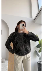 Nevina Desenli Kazak - Antrasit - 9074