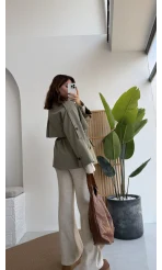 Nia Kuşaklı Kısa Trençkot - Haki - Kod: 9580