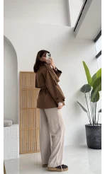 Nia Kuşaklı Kısa Trençkot - Tarçın - Kod: 9580