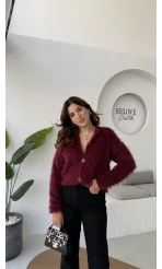 Nicole Sakallı Hırka - Bordo - Kod: 04596