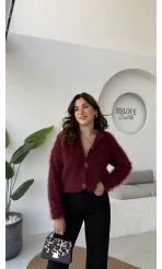 Nicole Sakallı Hırka - Bordo - Kod: 04596