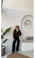 Nicole Sakallı Hırka - Kahve - Kod: 04596