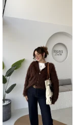 Nicole Sakallı Hırka - Kahve - Kod: 04596