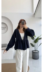 1032 - Nima Bağlama Detay Bluz - Lacivert