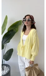 1032 - Nima Bağlama Detay Bluz - Sarı